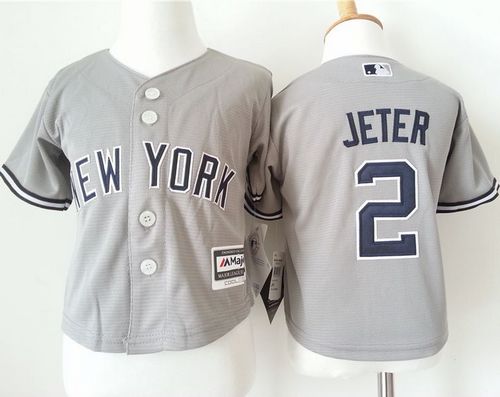 Toddler Yankees #2 Derek Jeter Grey Cool Base Stitched MLB Jersey